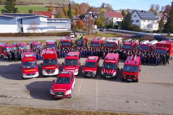 Gruppenbild der Gesamtwehr Bopfingen auf dem Sechtaplatz