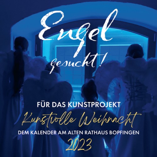 Plakat "Engel gesucht" für das Kunstprojekt Kunstvolle Weihnacht 2023