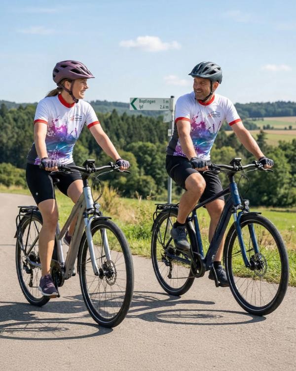 Team-Bopfingen-Radtrikot Zwei Radler mit dem "Team-Bopfingen-Radtrikot"