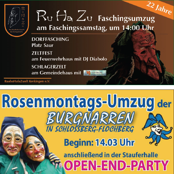 Plakat Faschingsumzüge 2026